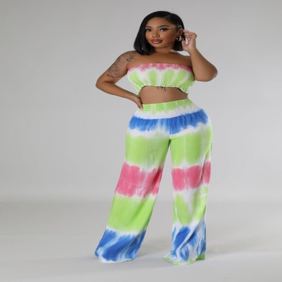 Smocking Tube Top & Pants Set - Picture 1 of 3